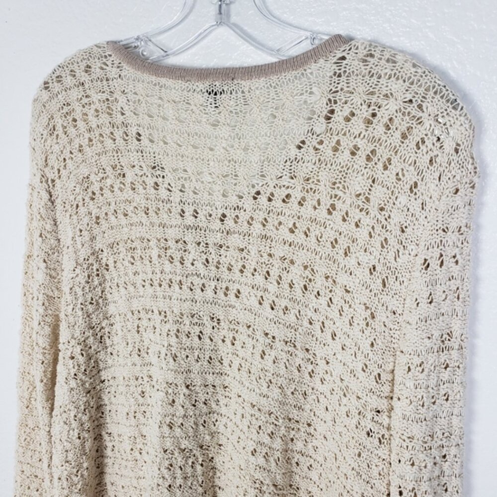 Ann Taylor Crochet Full Zip Cardigan Sweater Open Knit size XL Bohemian Preppy - Picture 11 of 12